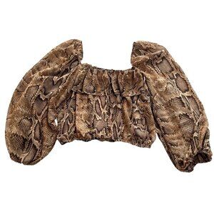 Zara Crop Top Blouse in Brown Python